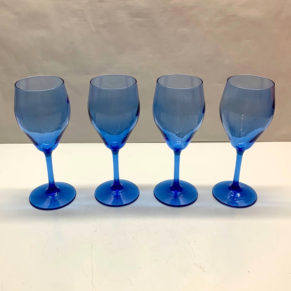 Cobalt blue stemmed wine glasses set 4